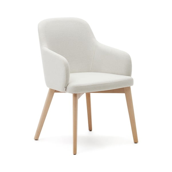 Kremno bel oblazinjen jedilni stol z nasloni za roke Nelida – Kave Home