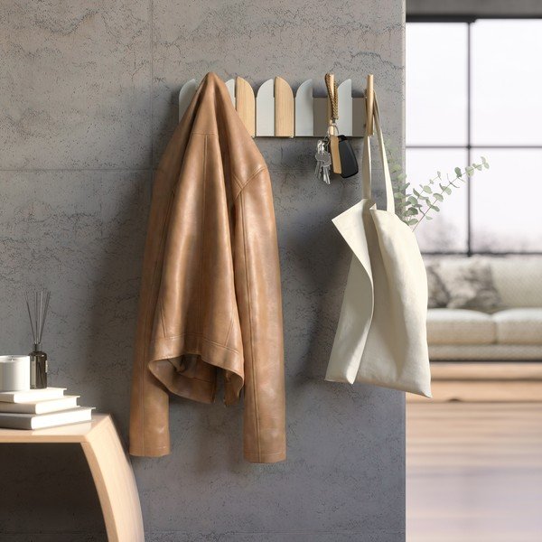 Bež/v naravni barvi jeklen stenski obešalnik 43 cm Saloon – Umbra-image-1