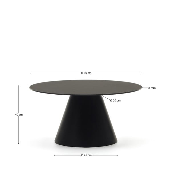 Črna okrogla mizica s stekleno mizno ploščo ø 80 cm Wilshire – Kave Home-image-4