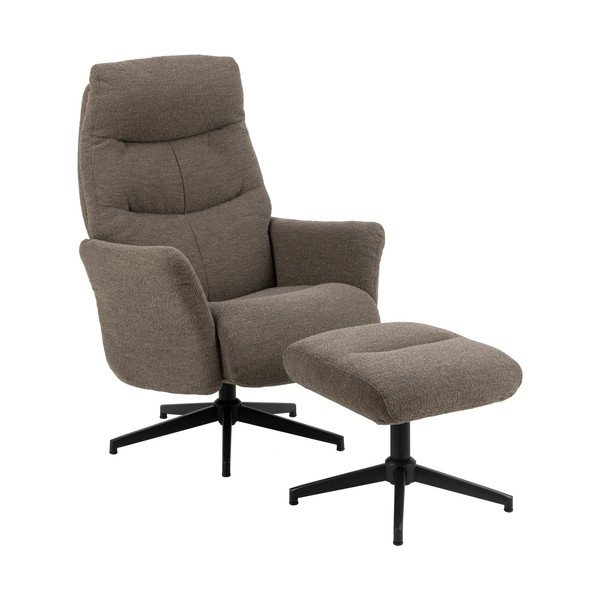 Sivo-rjav fotelj za sprostitev iz tkanine bouclé London – Actona