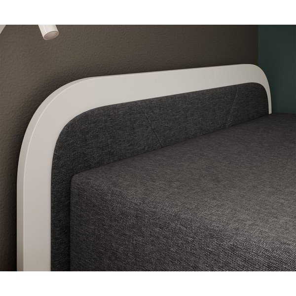 Bela/temno siva oblazinjena postelja iz iverne plošče s prostorom za shranjevanje in z vzmetnico 80x190 cm Parys – ELTAP-image-3