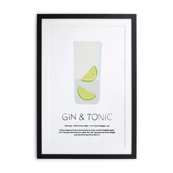 Plakat v okvirju Really Nice Things Gin Tonic, 40 x 50 cm