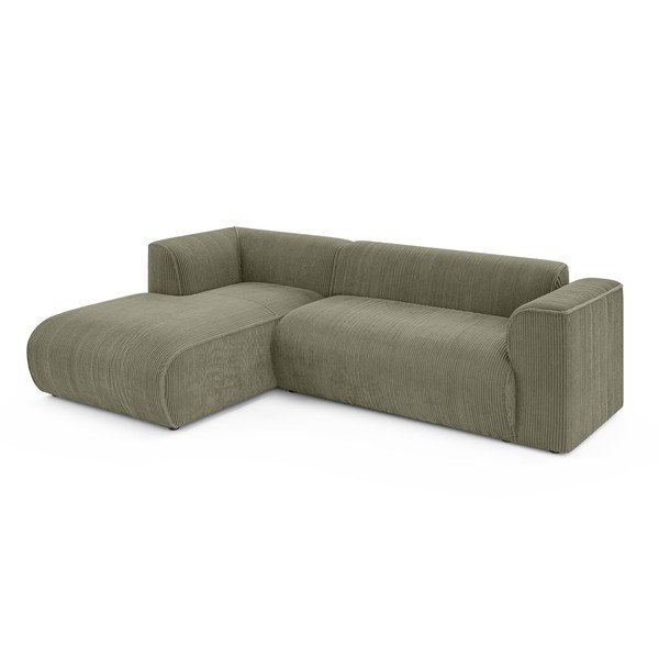 Zelena kotna sedežna garnitura iz rebrastega žameta (levi kot/z ležalnikom) Merid  – Ropez-image-2