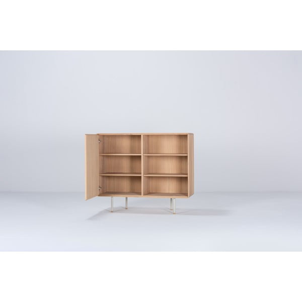 Bela nizka komoda iz masivnega hrasta 118x100 cm Fina – Gazzda-image-1