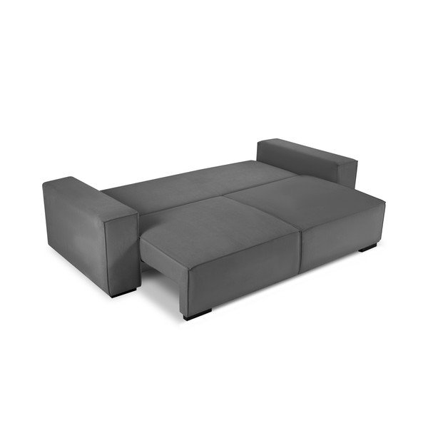 Temno siva žametna raztegljiva zofa Mazzini Sofas Azalea-image-4