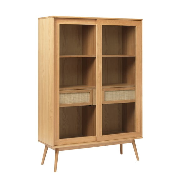 Vitrina v hrastovem dekorju z drsnimi vrati v naravni barvi 110x160 cm Barrali – Unique Furniture-image-2