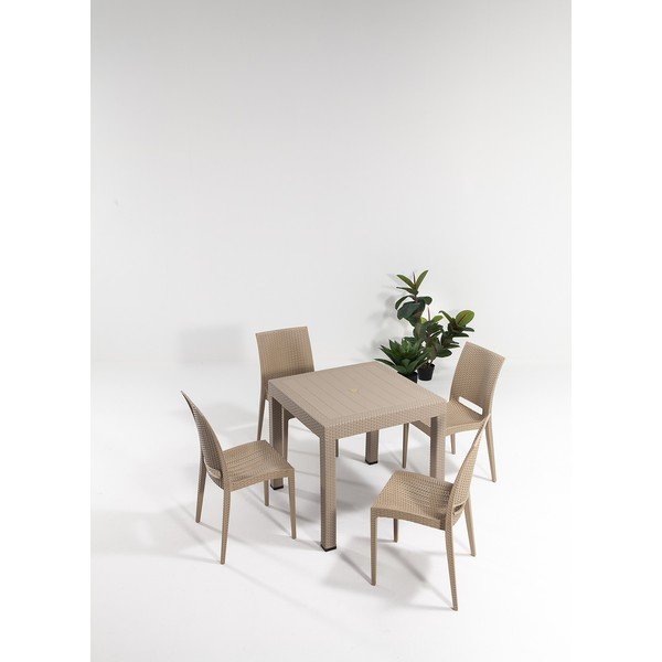Bež vrtna jedilna garnitura iz umetnega ratana za 4 osebe Rattan – Floriane Garden-image-1