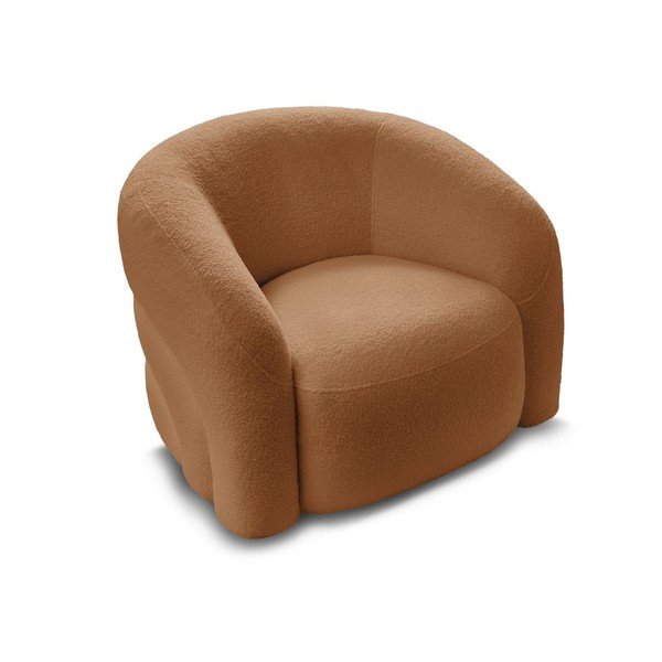 Oranžen vrtljiv fotelj iz tkanine bouclé Elina – Bobochic Paris-image-3