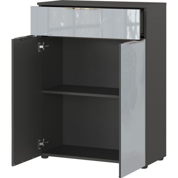 Siva visoka stenska kopalniška omarica 71x95 cm Vasio – Germania-image-3