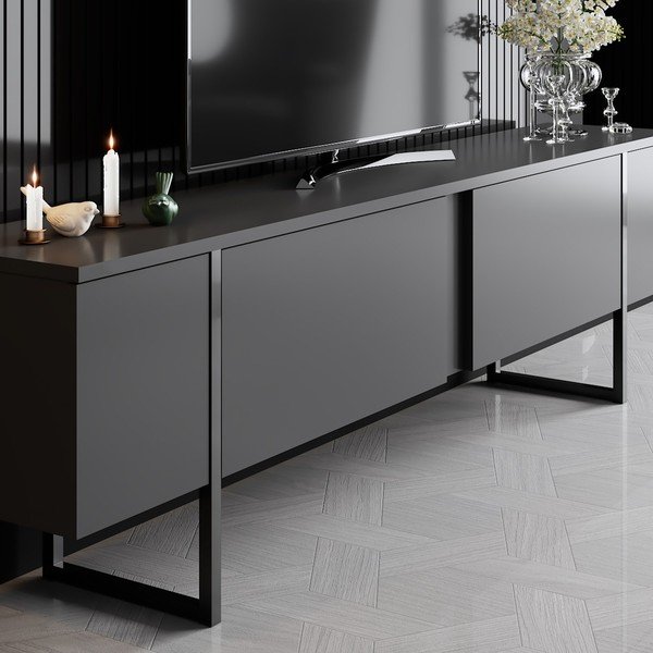 Antracitno siva TV omarica 180x30 cm Luxe – Kalune Design-image-2
