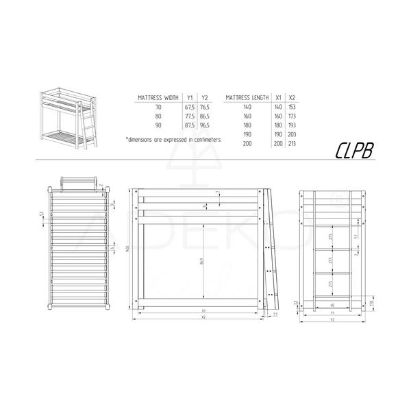 Pograd iz borovega lesa 90x190 cm CLPB - Adeko-image-3