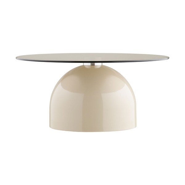 Bež okrogla klubska mizica s stekleno mizno ploščo ø 70 cm Ravello – House Nordic
