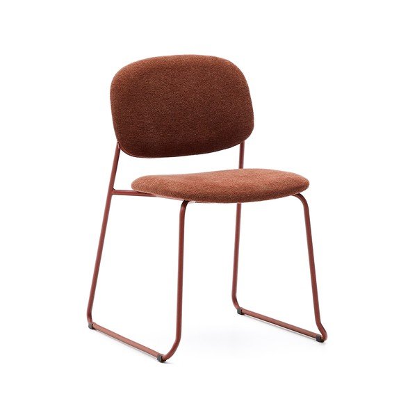 Kovinski jedilni stol z možnostjo nalaganja v barvi terakote Meli – Kave Home