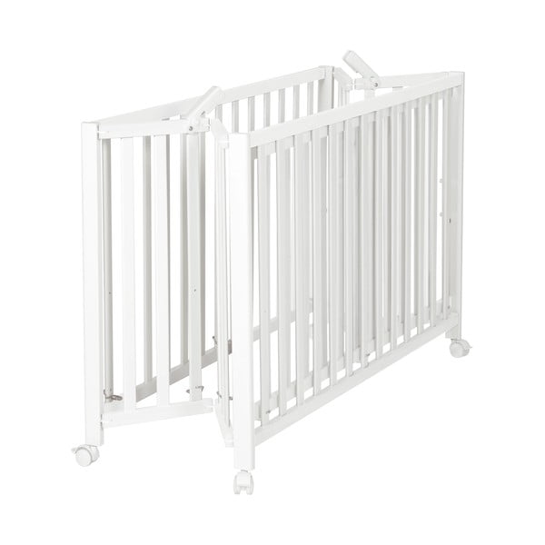 Bela zložljiva otroška posteljica na koleščkih 60x120 cm Fold up – Roba-image-2