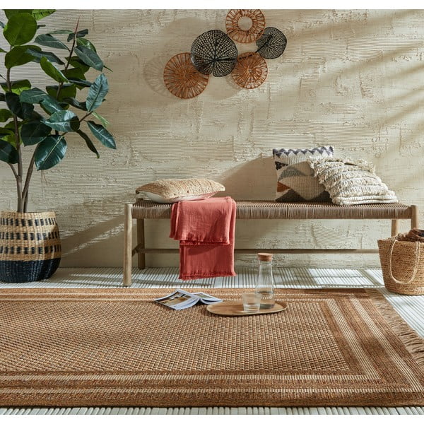 Notranja in zunanja preproga v naravni barvi 160x230 cm Layla Border – Flair Rugs-image-1