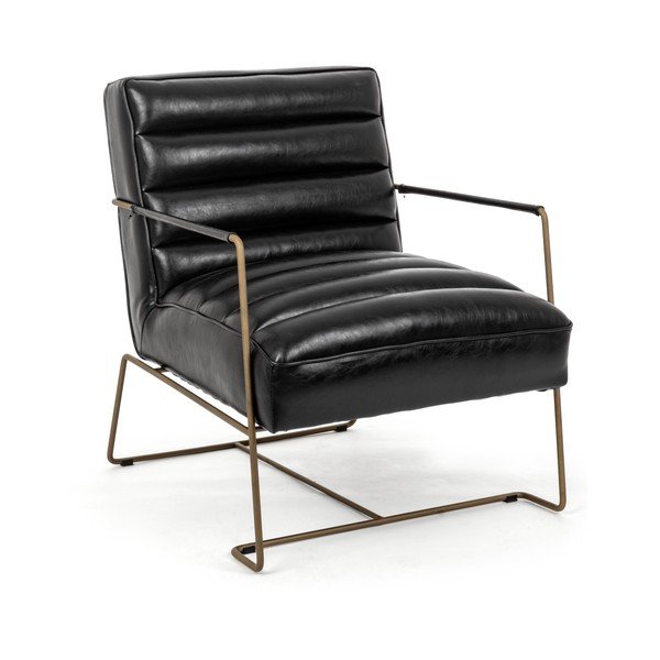 Črn fotelj iz umetnega usnja Brianna – Bizzotto