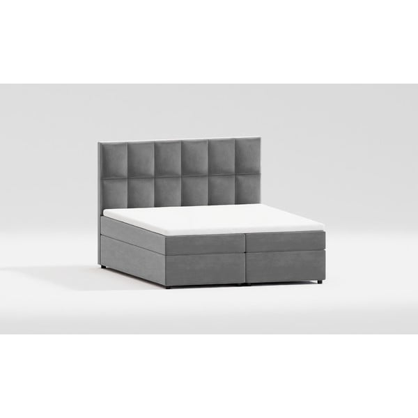 Siva oblazinjena zakonska postelja s prostorom za shranjevanje 180x200 cm Flip – Ropez