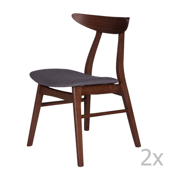 Komplet 2 jedilnih stolov iz gumijastega lesa s temno sivo sedežno blazino sømcasa Salma