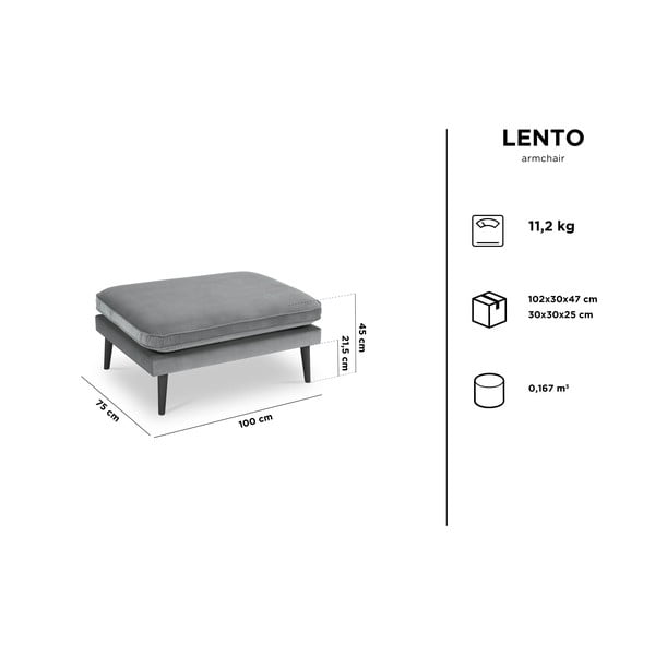 Svetlo roza žameten tabure s črnimi nogami Kooko Home Lento-image-4