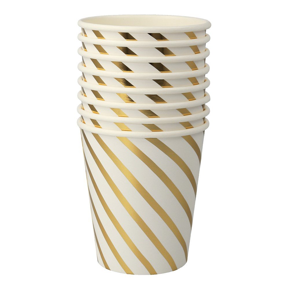 Papirnati kozarčki za enkratno uporabo v kompletu  8 ks Gold Swirl
