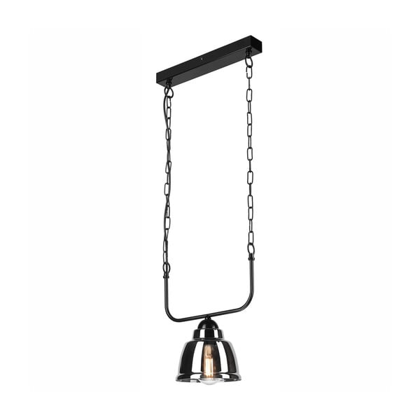Črno-siva viseča svetilka s steklenim senčnikom - LAMKUR