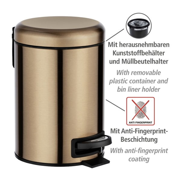 Bakren koš za smeti s pedalom Wenko Leman, 3 l-image-4