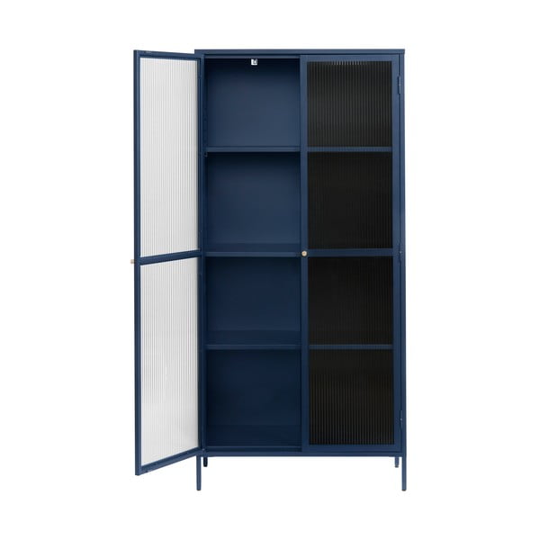 Temno modra kovinska vitrina 90x190 cm Bronco – Unique Furniture-image-2