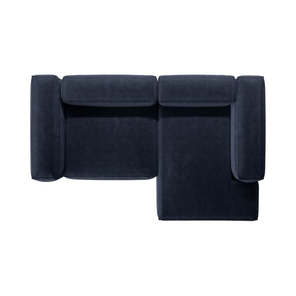 Temno modra kotna sedežna garnitura iz rebrastega žameta (desni kot/z ležalnikom) Bergamo – Cosmopolitan Design-image-3