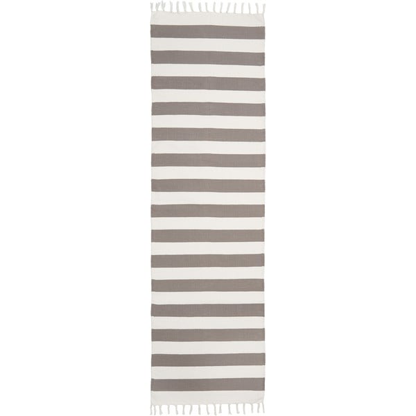 Bež in siva ročno tkana bombažna preproga Westwing Collection Blocker, 70 x 250 cm