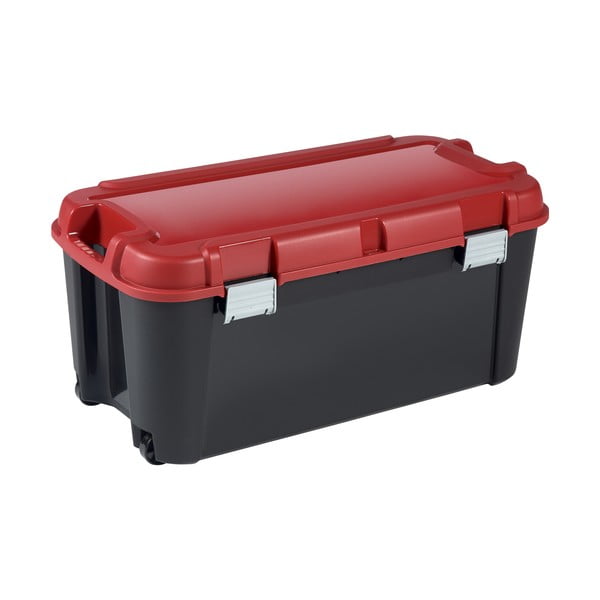 Rdeča/črna plastična škatla za shranjevanje s pokrovom 79,5x39,5x37 cm Totem – Curver