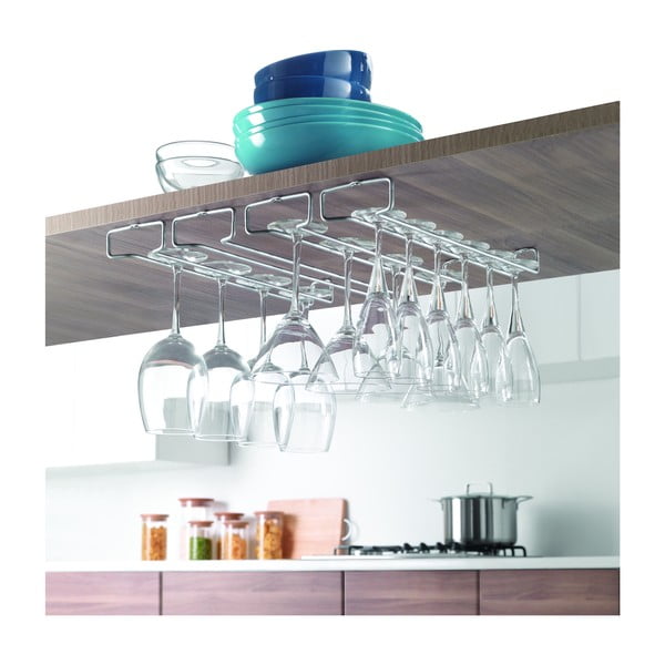 Stenska jeklena držala za kozarce za vino v kompletu 2 Rail - Metaltex-image-2