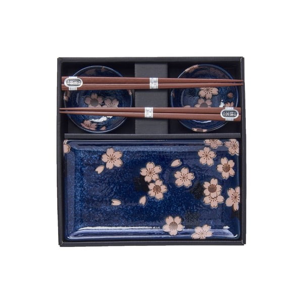 6-delni komplet modrih keramičnih posod za suši MIJ Sakura