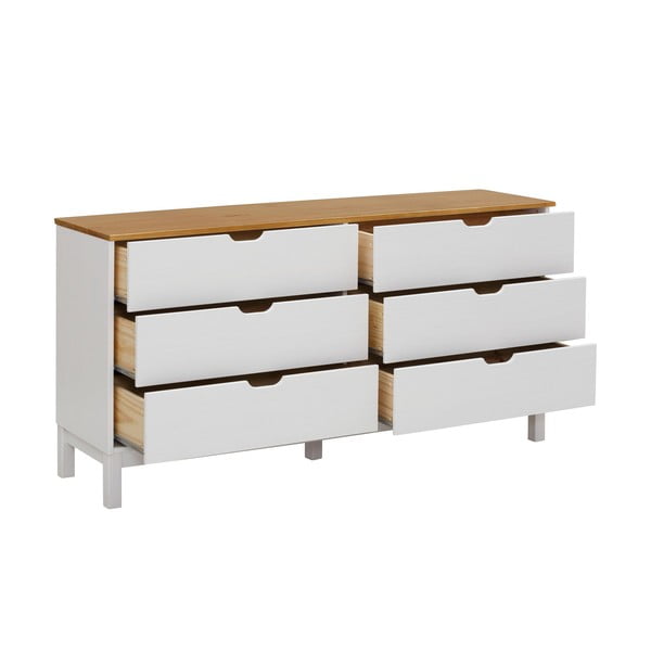 Bela nizka komoda iz masivnega bora 150x75 cm Post – Støraa-image-3