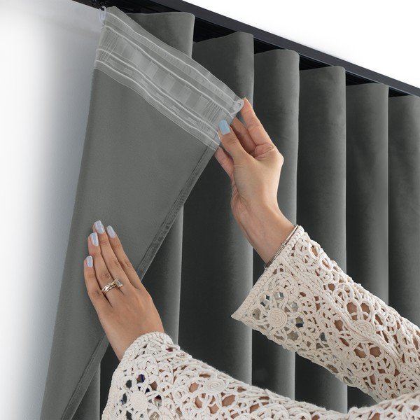 Temno siva žametna zavesa za delno zatemnitev 200x270 cm Velto – Filumi-image-2