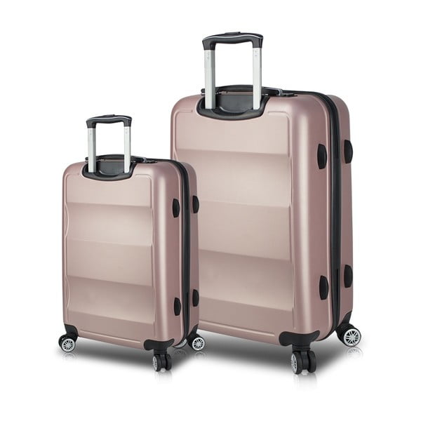 Komplet 2 roza potovalnih kovčkov na kolesih s priključki USB My Valice LASSO Cabin & Large