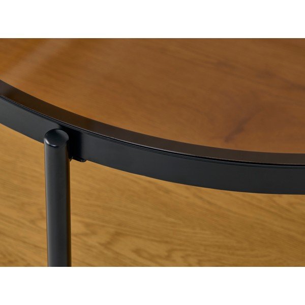 Okrogla klubska mizica s stekleno mizno ploščo v naravni barvi ø 84 cm Hassel – Unique Furniture-image-1
