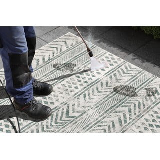 Zeleno-krem zunanja preproga NORTHRUGS Biri, 80 x 350 cm