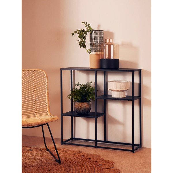 Črn jeklen regal 80x81x26 cm Acero – Premier Housewares-image-1
