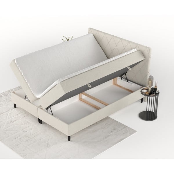 Bež boxspring postelja s prostorom za shranjevanje 160x200 cm Gwen – Maison de Rêve-image-2