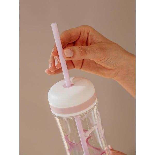 Vijolično-bela plastenka za vodo s pokrovom in slamico Equa Flow Wave 2v1, 800 ml-image-2