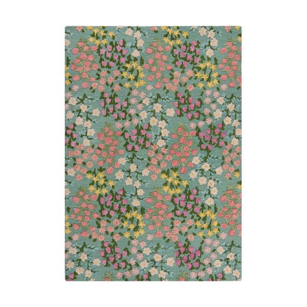 Mentolno zelena ročno tkana volnena preproga 200x290 cm Emilia Floral – Flair Rugs
