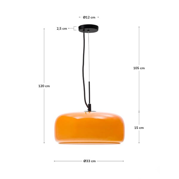 Oranžna LED viseča svetilka s steklenim senčilom ø 38 cm Reig – Kave Home-image-4