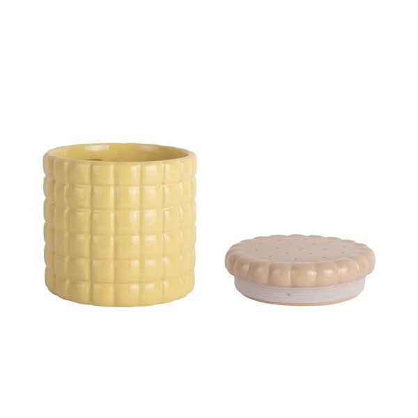 Svetlo rumena dekorativna keramična škatla za shranjevanje ø 14x15 cm Biscuit Box – PT LIVING-image-2