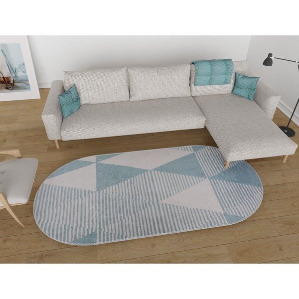 Modra pralna preproga 60x100 cm Oval – Vitaus-image-1