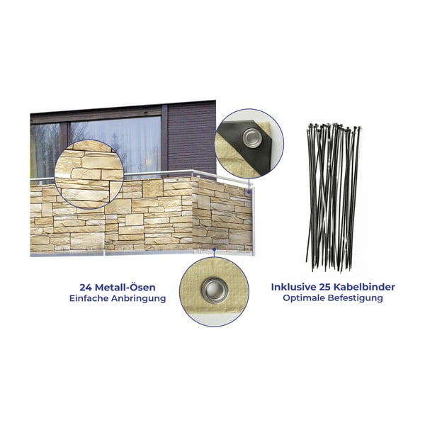 Bež balkonska zaščitna ponjava 500x85 cm - Maximex-image-3