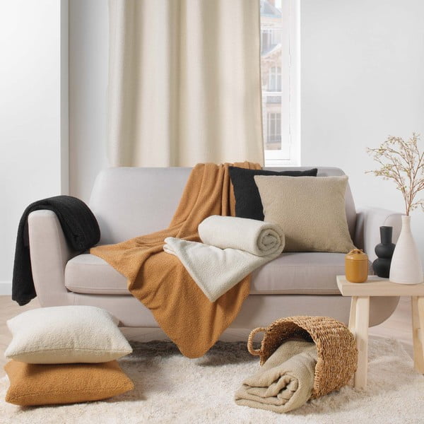 Bež odeja iz flisa 180x220 cm Curly Wooly – douceur d'intérieur-image-3