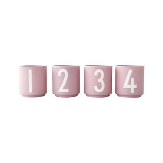 Komplet 4 roza porcelanastih skodelic Design Letters Mini
