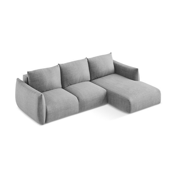 Svetlo siva raztegljiva kotna sedežna garnitura (desni kot/z ležalnikom) Leila – Makamii-image-3