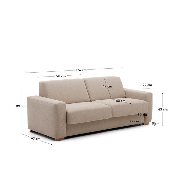 Bež raztegljiva sedežna garnitura 224 cm Anley – Kave Home-image-4