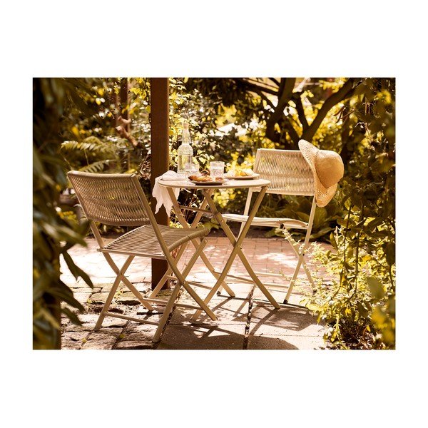 Bež kovinska vrtna jedilna garnitura za 2 osebi Arcas – House Nordic-image-1